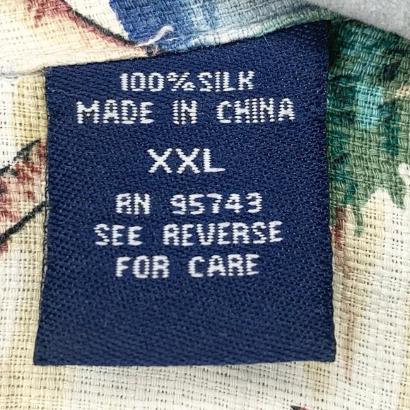 Grant Thomas Mens Silk Hawaiian Shirt Tropical Palm Tree Beach Scene XXL - Picture 4 of 7